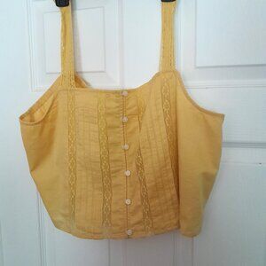 American Eagle Yellow Floral Embroidered Tank Top Size Extra Large